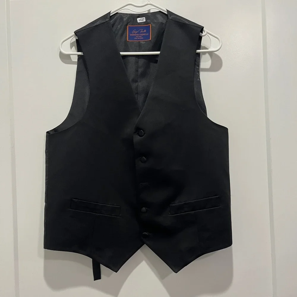 Giorgio Fiorelli Mens Black Satin Formal Suit Vest G47815 Size 38 Regular